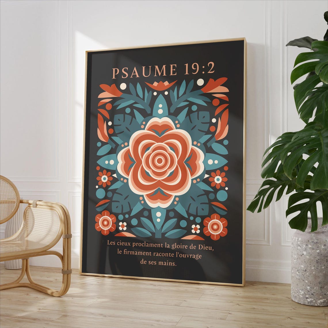 Psaume 19 2 French Psalm Dark Folk Floral Scripture Wall Poster - Image 2