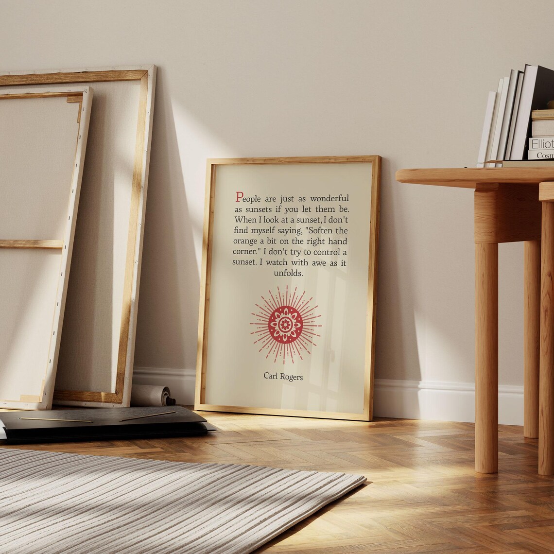 Carl Rogers Quote People Are Just As Wonderful As Sunsets Cream Poster - Image 3