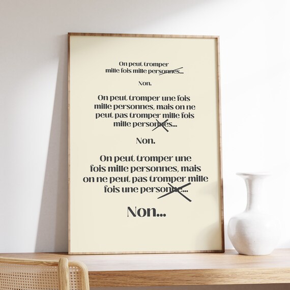 French Tromper Quote Typography Witty Corrected Text Cream Poster