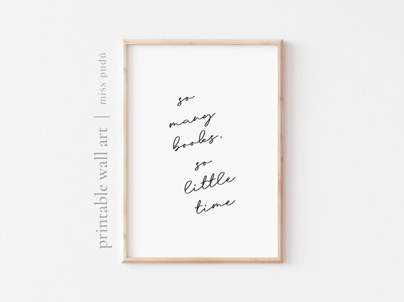 So Many Books So Little Time Book Lover Quote Minimalist Wall Art