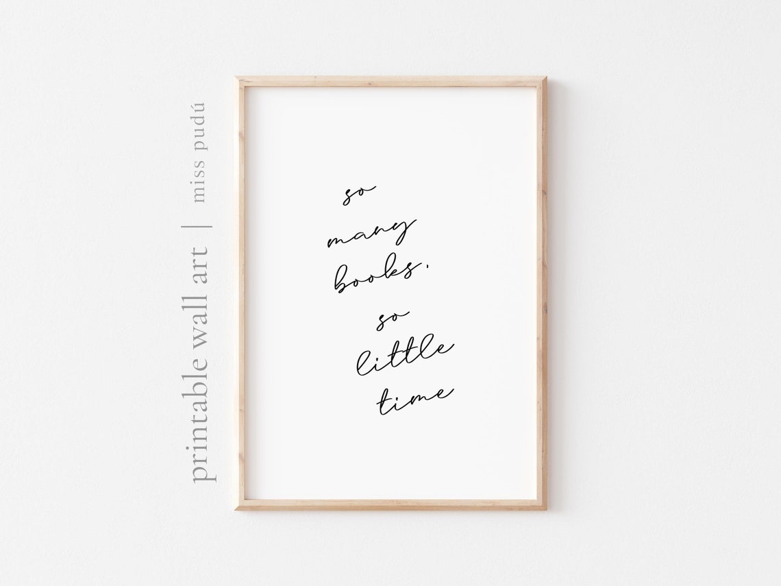 So Many Books So Little Time Book Lover Quote Minimalist Wall Art