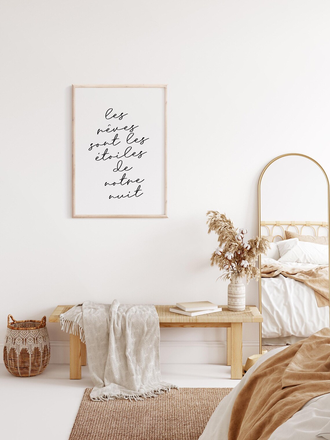 French Dreams Quote Poster Les Reves Sont Les Etoiles De Notre Nuit Script Decor