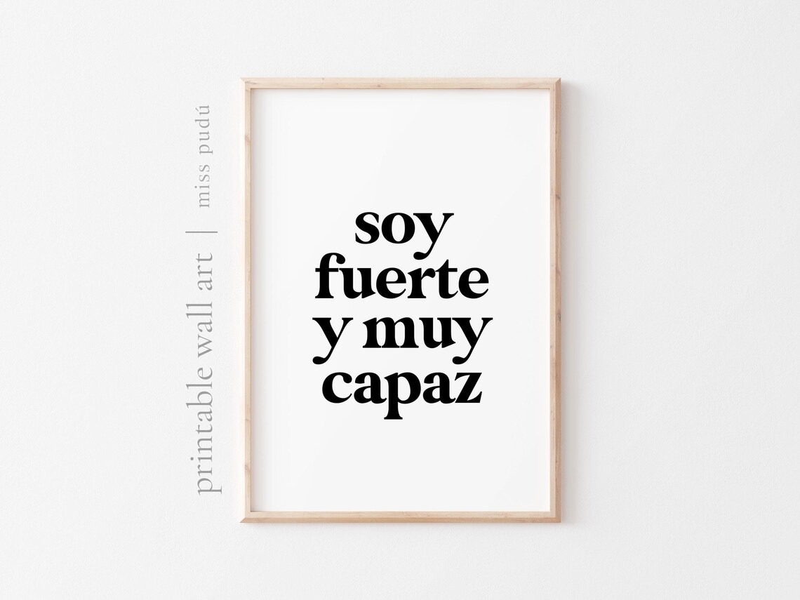 Spanish Quote Poster Soy Fuerte Y Muy Capaz Bold Typography Affirmation Decor - Image 2