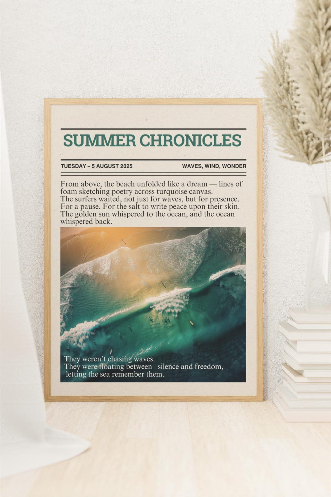 Summer Chronicles Beach Newspaper Aerial Waves Coastal Wall Art