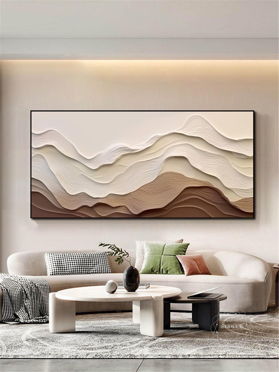 Abstract Mountain Painting, Wabi Sabi Holiday Decor - Image 4