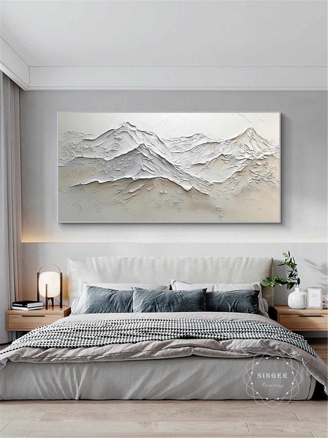 White Snow Mountain Range 3D Textured Minimalist Panoramic Poster - Image 5