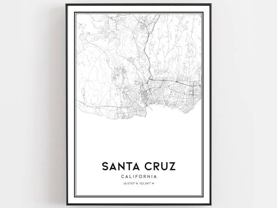 Santa Cruz Map Poster, City Street Decor