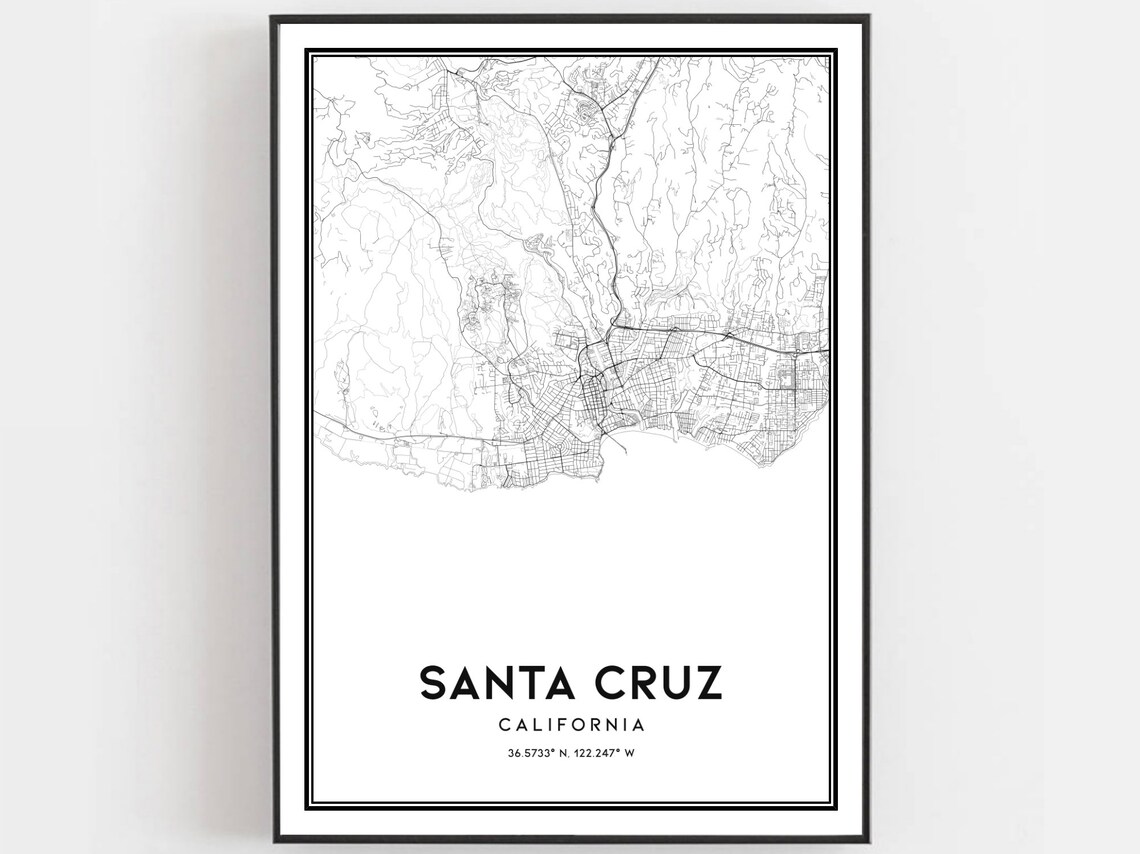 Santa Cruz Map Poster, City Street Decor