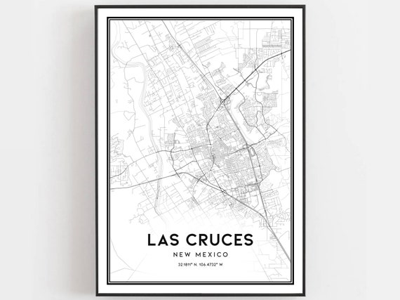 Las Cruces Map Print Poster Wall Art Nm City New Mexico Street Decor Road Gift B750