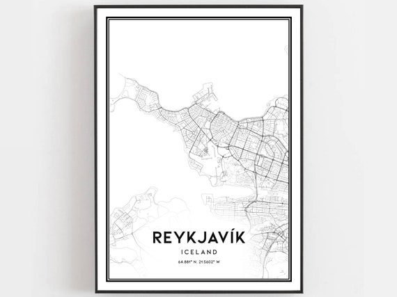 Reykjavk Map Poster Print, City Street Decor