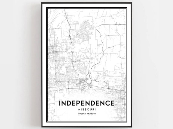 Independence Map Print Poster Wall Art Mo City Missouri Street Decor Road Gift