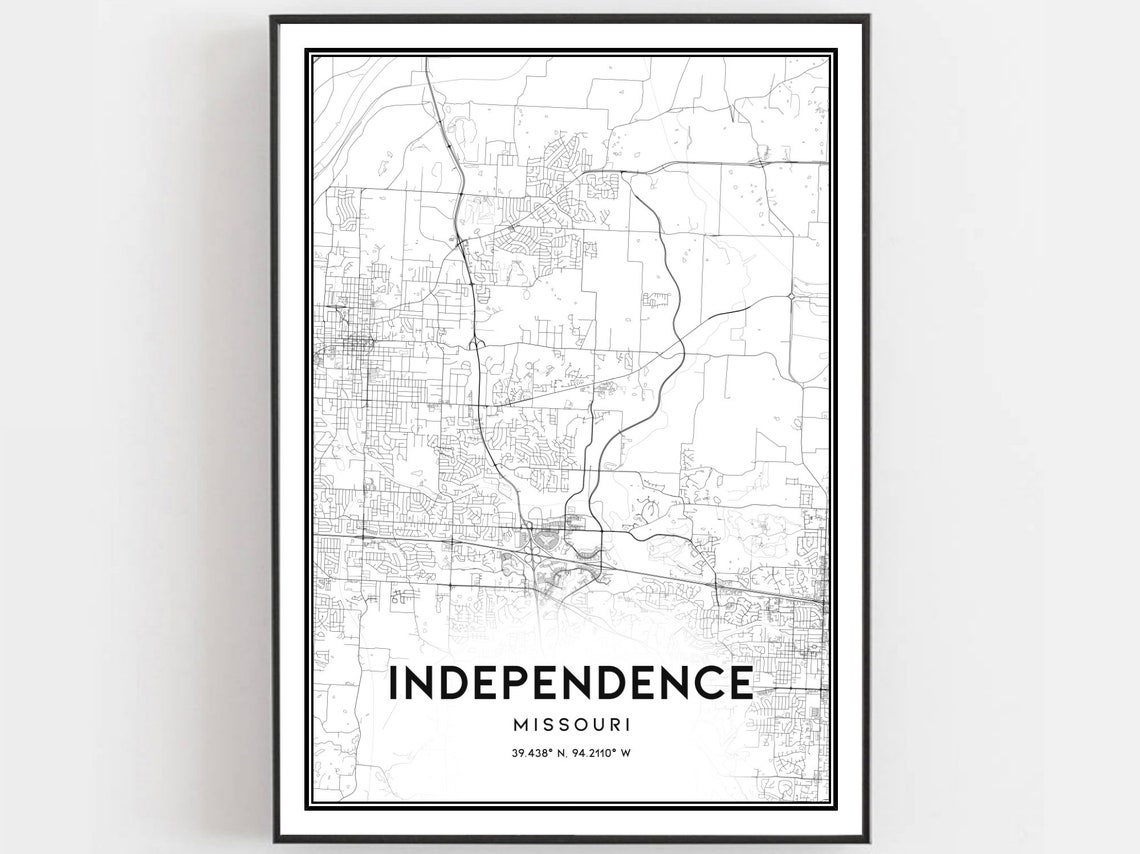 Independence Missouri Minimalist City Street Map Line Art Poster