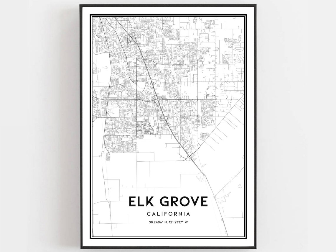 Elk Grove Map Print, City Street Decor