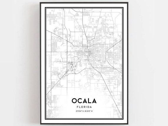 Ocala Map Print, Florida Street Decor