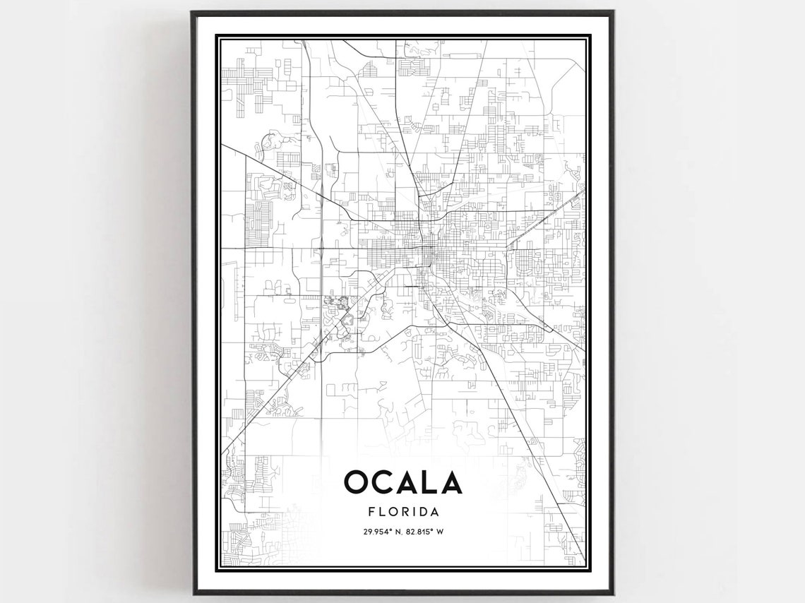 Ocala Map Print, Florida Street Decor