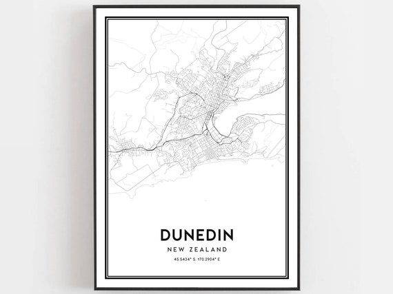 Dunedin Map Print Poster Wall Art City Street Decor Road Gift B789