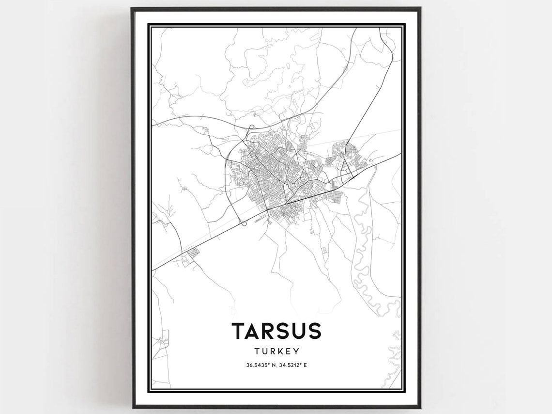 Tarsus Turkey City Street Map Coordinates Minimalist Wall Poster
