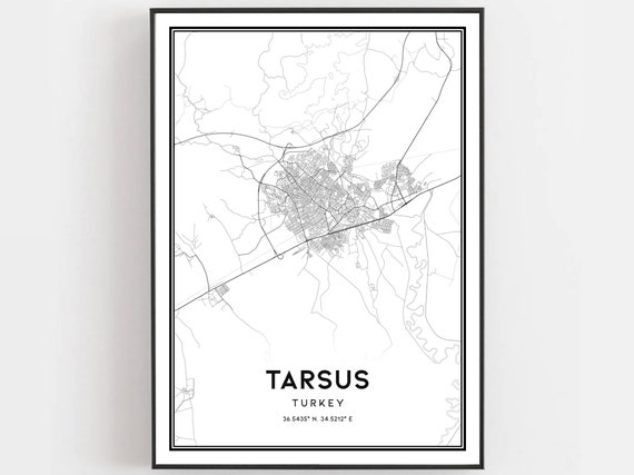 Tarsus Map Print Poster Wall Art City Street Decor Road Gift B289