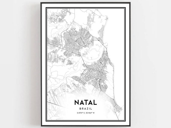 Natal Map Poster, City Street Decor Road Gift