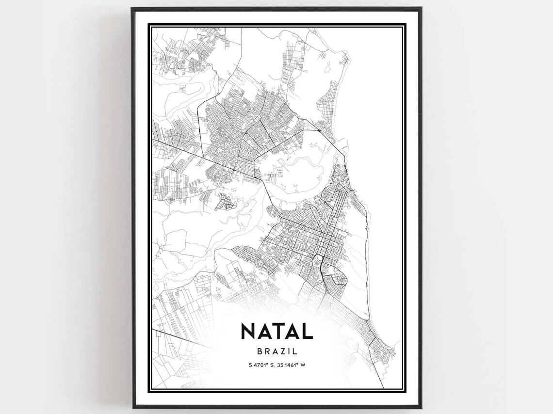 Natal Map Poster, City Street Decor Road Gift