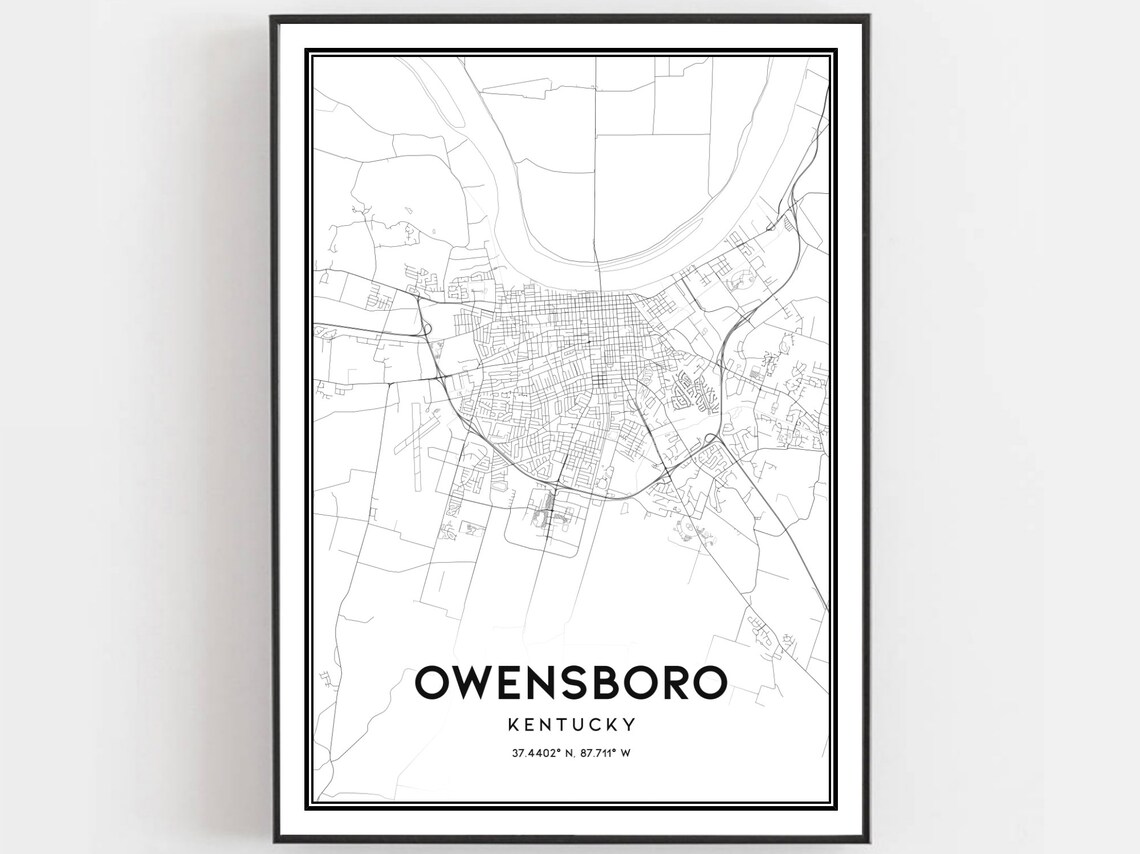Owensboro Kentucky Minimalist Black and White Street Map Art Poster