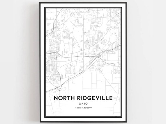 North Ridgeville Map Poster, Ohio Street Decor
