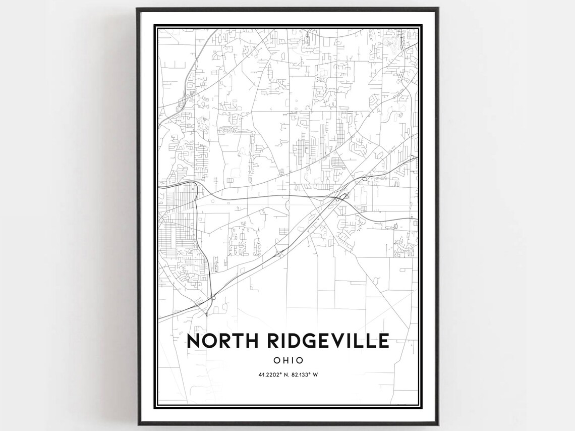 North Ridgeville Map Poster, Ohio Street Decor