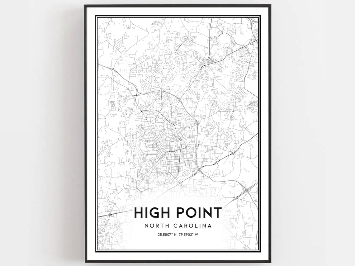 High Point North Carolina City Street Map Minimalist Style Poster