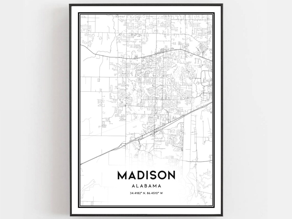 Madison Map Poster, Alabama Street Decor