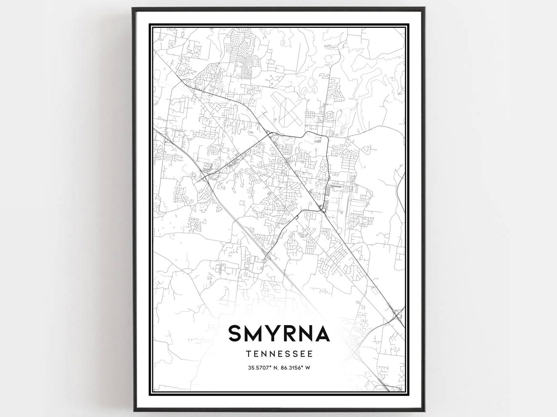 Smyrna Tennessee Map Print, City Street Decor
