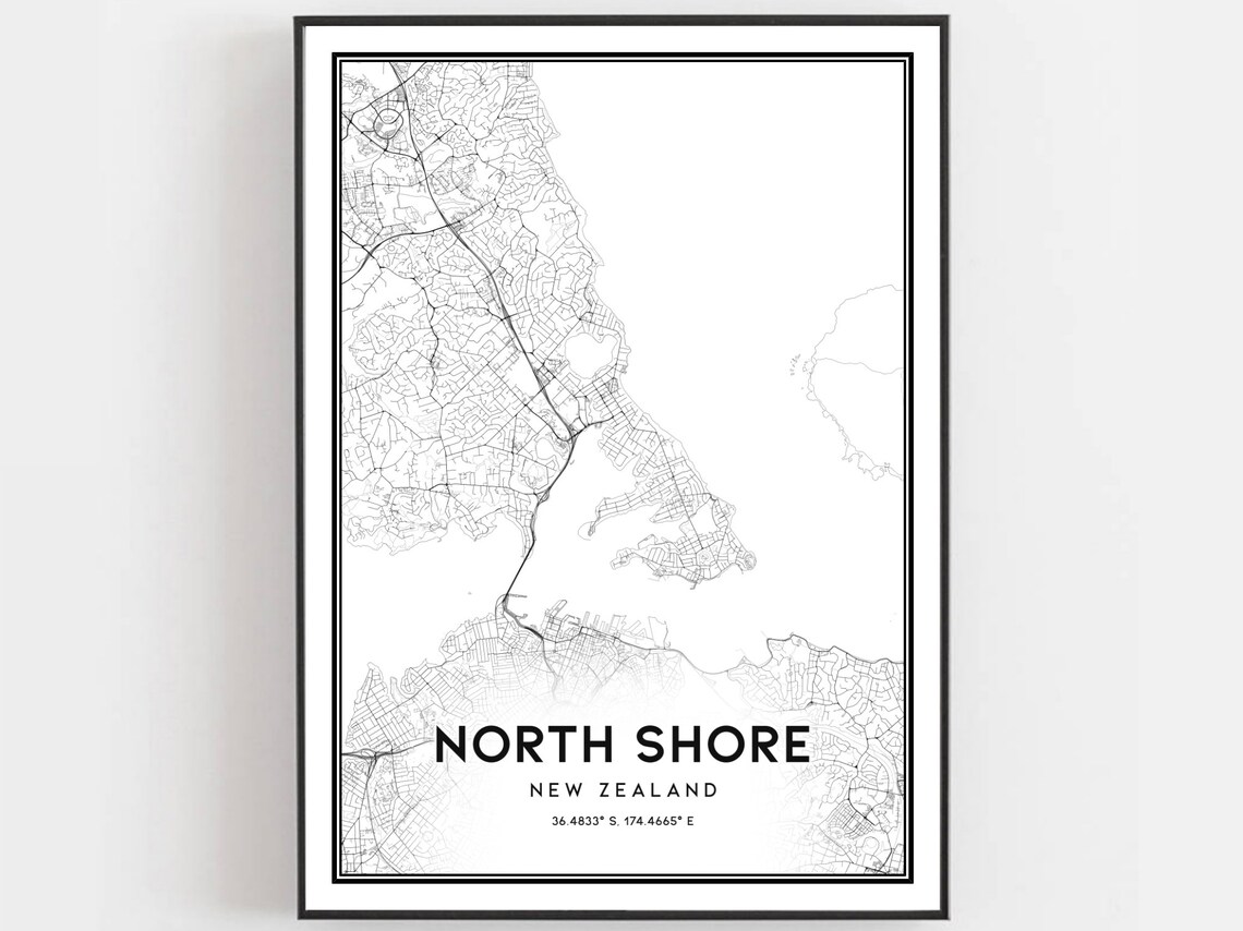 North Shore New Zealand Minimalist City Street Map Line Art Poster