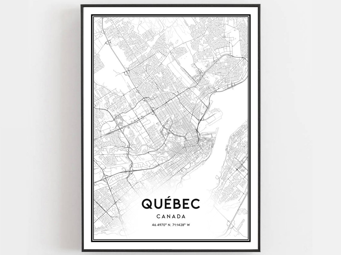 Québec Canada City Street Map Modern Minimalist Line Art Poster