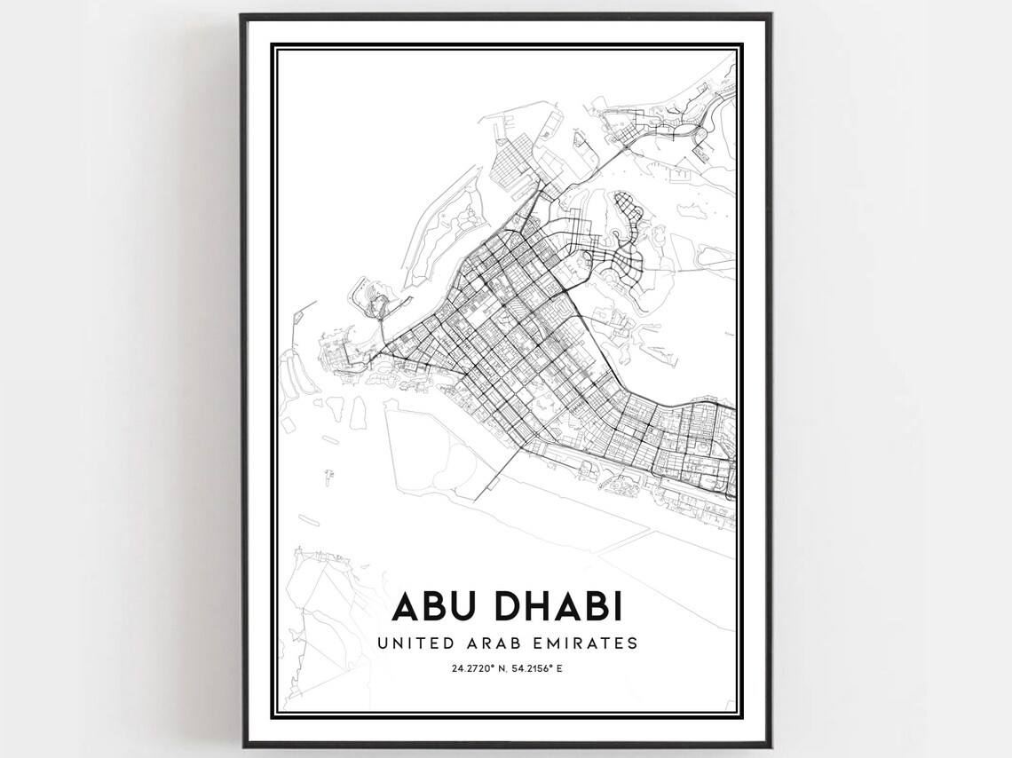Abu Dhabi United Arab Emirates Minimalist City Map Line Art Poster