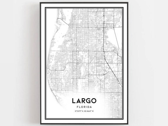Largo Map Poster Print, Florida Street Decor
