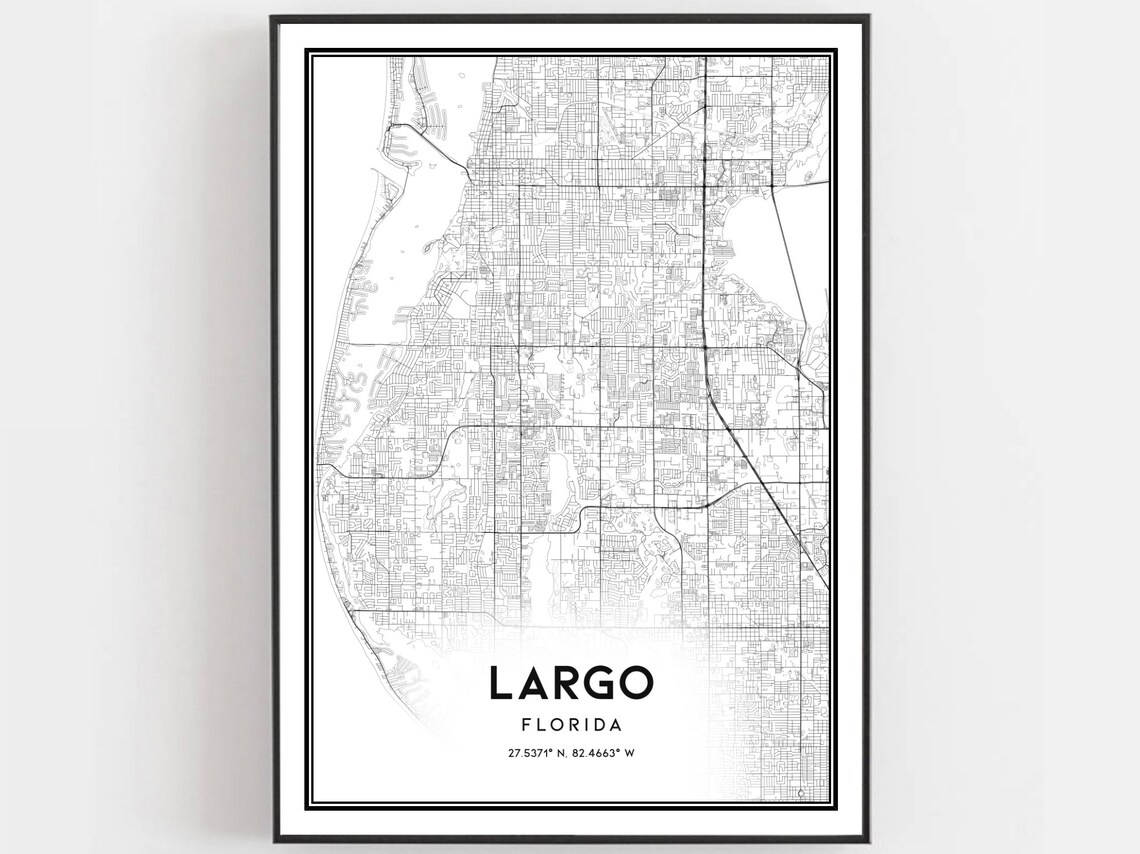 Largo Map Poster Print, Florida Street Decor