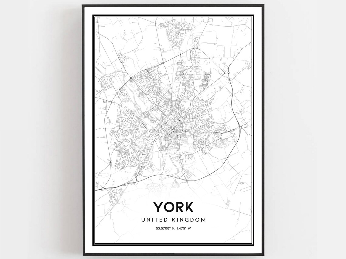 York United Kingdom Minimalist City Street Map Line Art Poster
