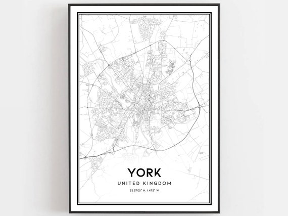 York Map Print Poster Wall Art City Street Decor Road Gift B677