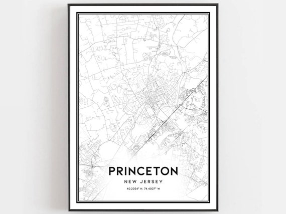 Princeton Map Print Poster Wall Art Nj City New Jersey Street Decor Road Gift B1862