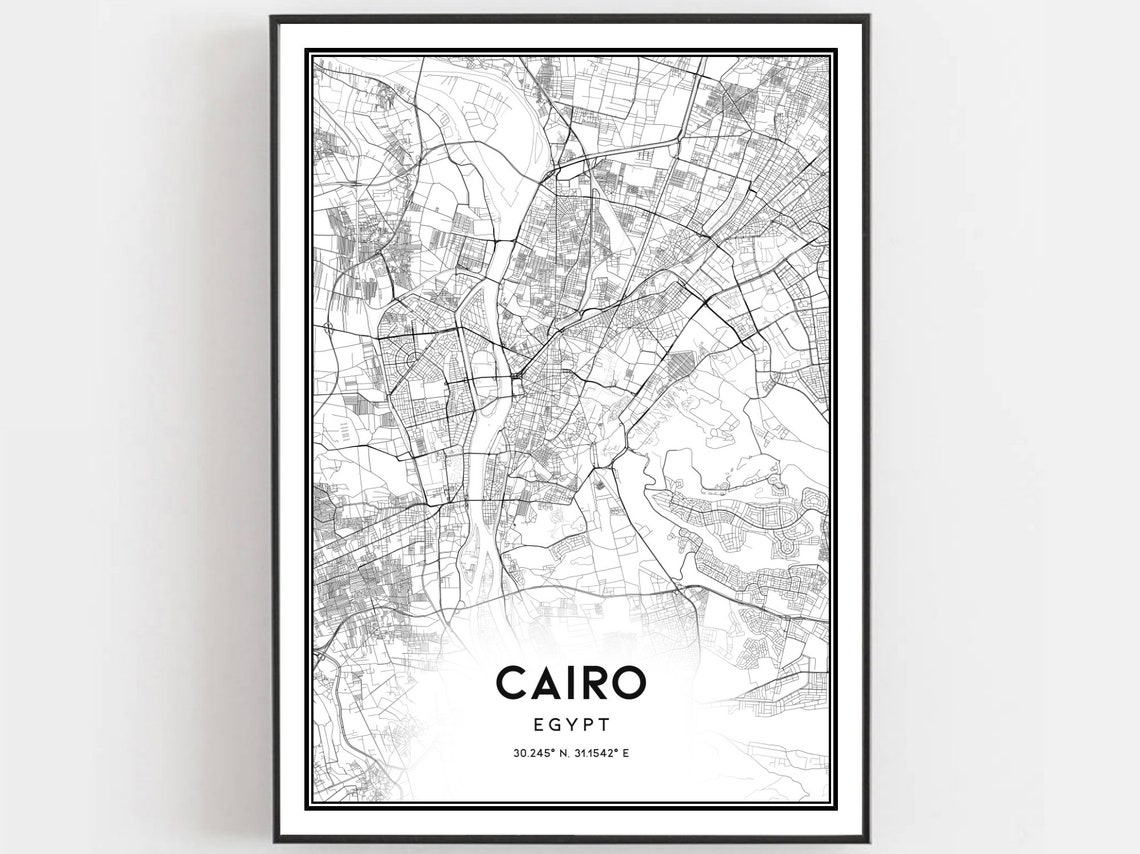 Cairo Map Print Poster Wall Art City Street Decor Road Gift B13