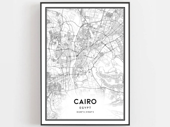 Cairo Map Print Poster Wall Art City Street Decor Road Gift B13