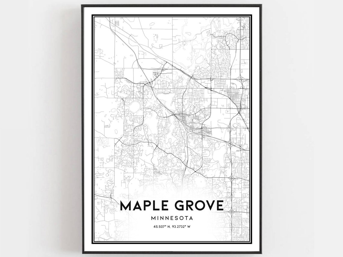 Maple Grove Minnesota Minimalist Monochrome Street Map Art Poster