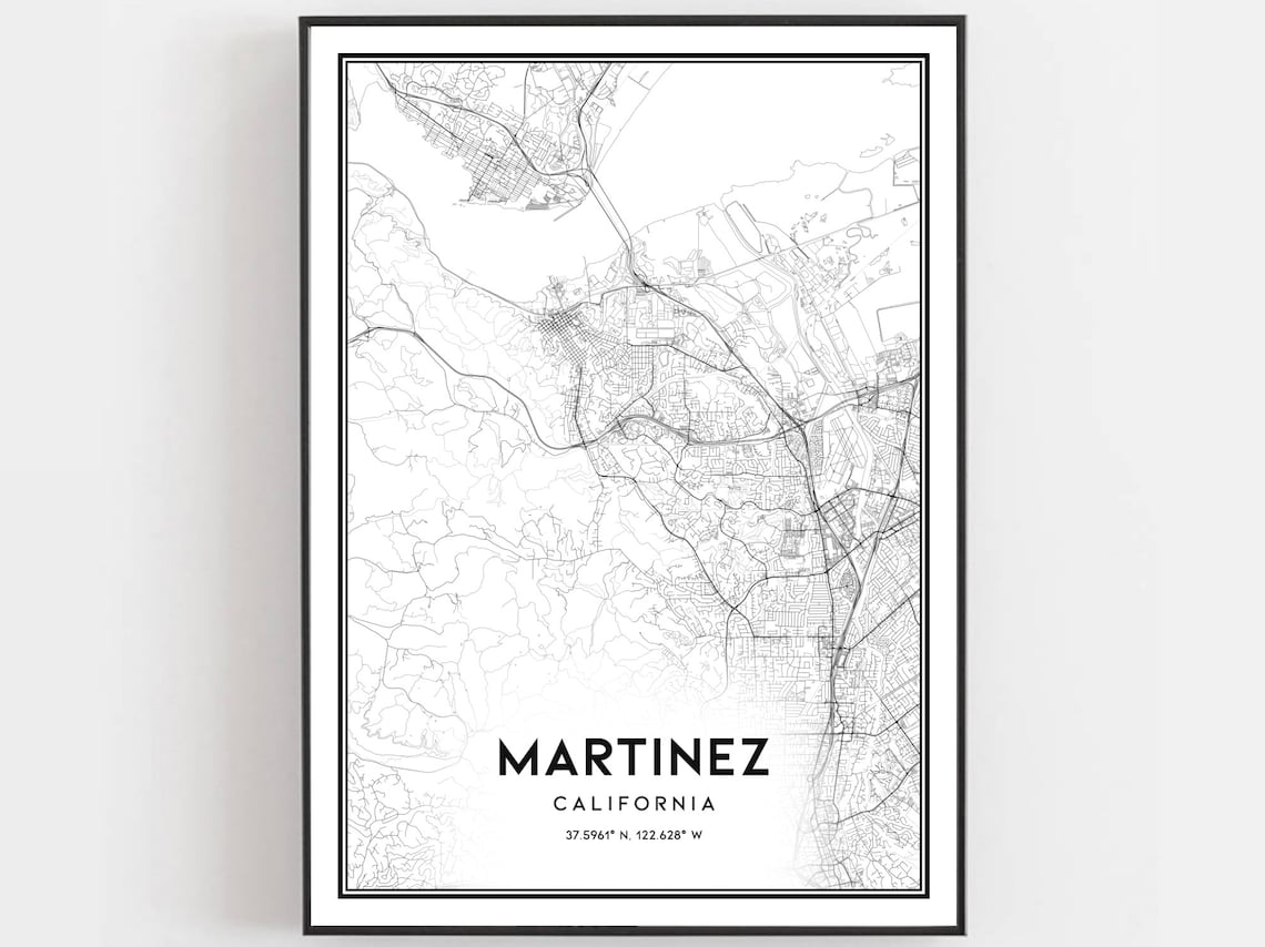 Martinez Map Print, California City Street Decor