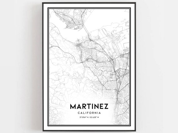 Martinez Map Print, California City Street Decor