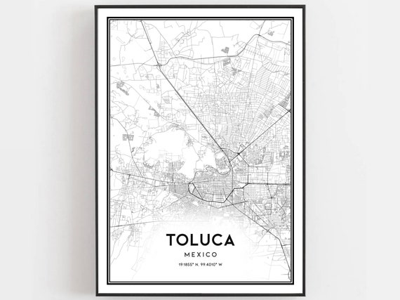 Toluca Map Print Poster Wall Art City Street Decor Road Gift B189