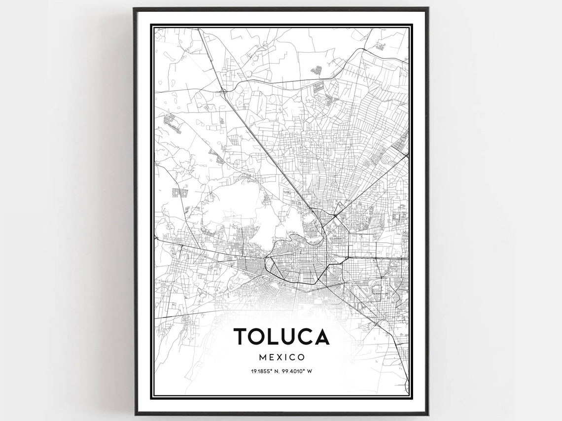 Toluca Mexico Minimalist Black and White City Map Art Poster