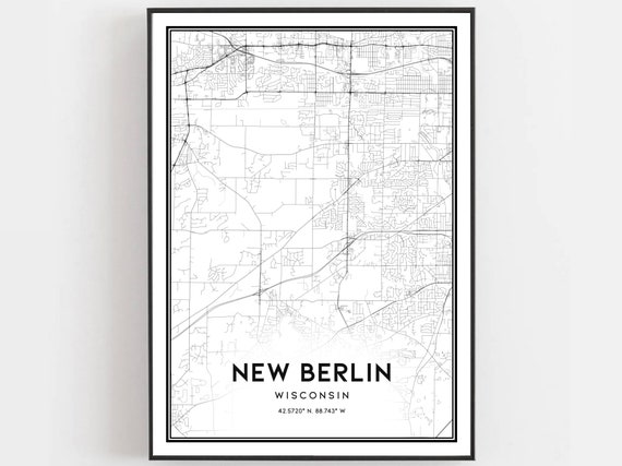 New Berlin Map Poster, Wisconsin Street Decor