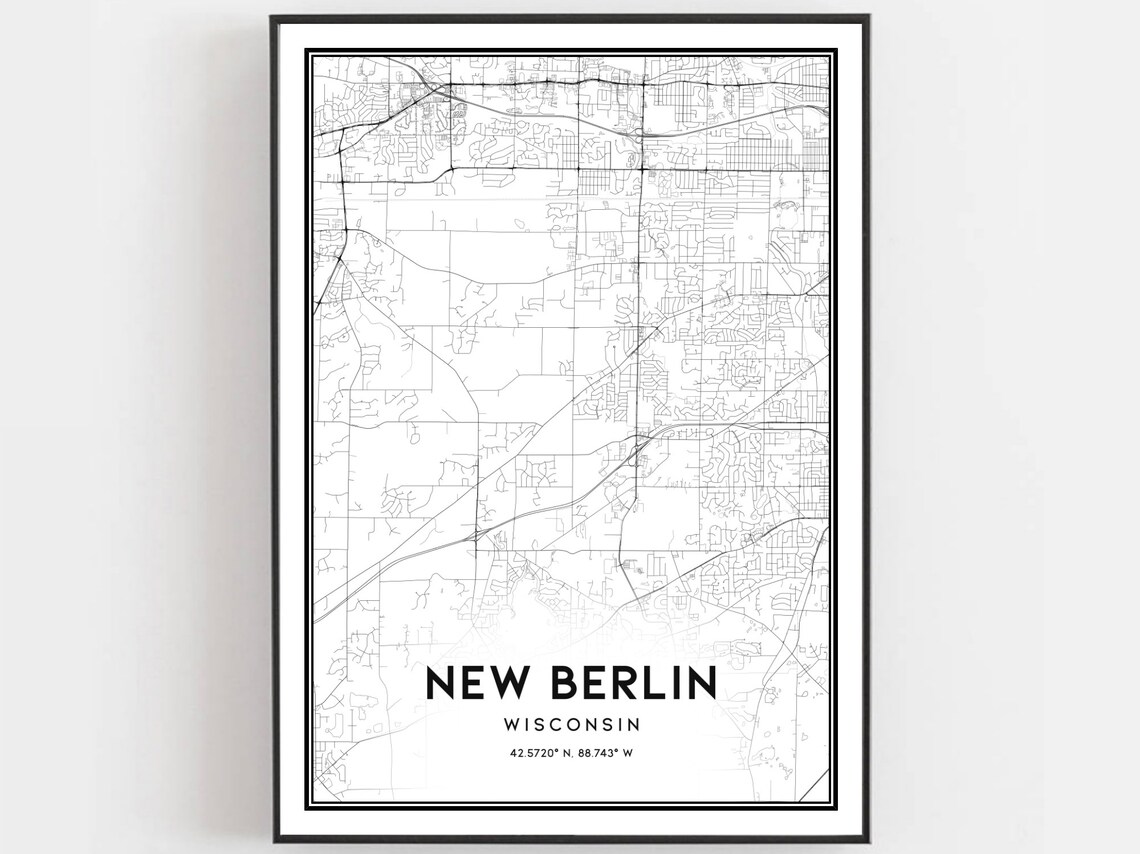 New Berlin Map Poster, Wisconsin Street Decor