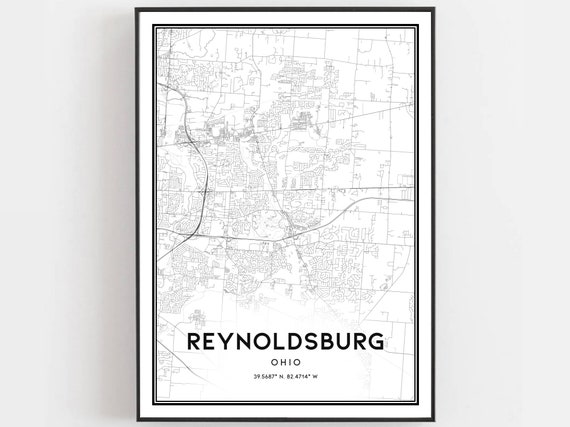 Reynoldsburg Map Print Poster Wall Art Oh City Ohio Street Decor Road Gift B1677