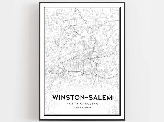 Winstonsalem Map Print Poster Wall Art Nc City North Carolina Street Decor Road Gift B426