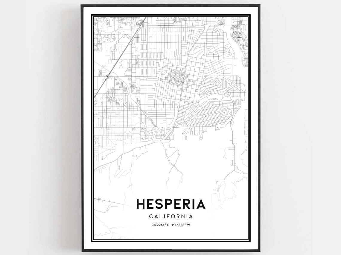 Hesperia California Minimalist City Street Map Line Art Gift Poster